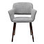 Dinning Chair Set of 2 Modern Light Grey Linen Dinning Chair Armchair with Metal Legs