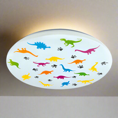 DINO - CGC Large Round Childrens Bedroom Ceiling LED Light Dinosaur Flush Mount