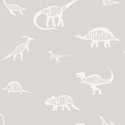 Dino Childrens Wallpaper In Grey DIY at B&Q