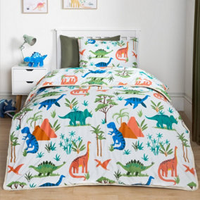 Dino Coverless Duvet Pillowcase 10.5 Tog Kids Single Quilt Camping Bedding Set