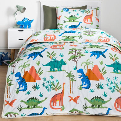 Dino Coverless Duvet Pillowcase 10.5 Tog Kids Single Quilt Camping Bedding Set - 5