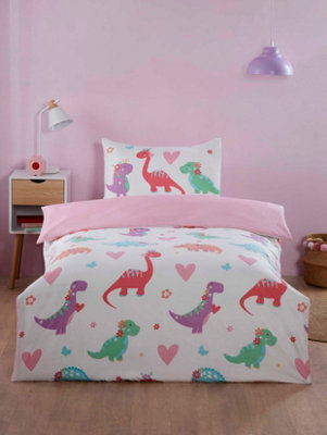 Dino Daisy Microfibre Polyester Duvet Set With Pillowcase