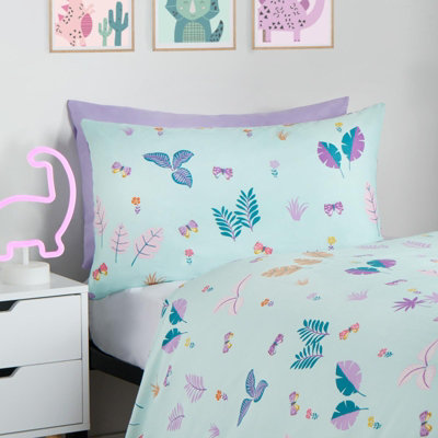 2pc Twin Dinosaur Coverlet Set – Multi-Color Dino Quilt & Pillow Case, Microfiber