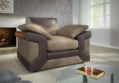 Dino Jumbo Cord Brown & Beige Armchair