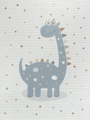 DINO Kids Machine Washable Beige/Grey Bedroom Area Rug 140 x 200 cm