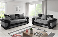 Dino Large Black and Grey Fabric Sofa Suite 3 + 2