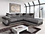 Dino Large Black and Grey L Shaped Cormer Sofa With Footstool - Right Hand Facing