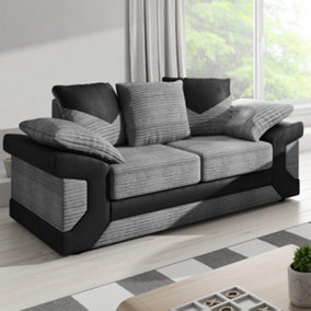 Dino Large Fabric Black and Grey 2 Seater Sofa