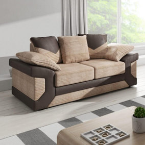Dino Large Fabric Brown and Beige 2 Seater Sofa