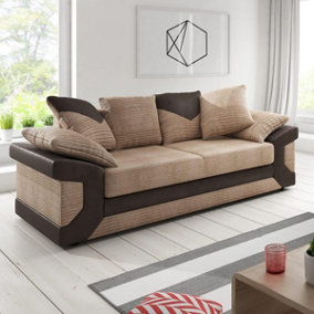 Dino Large Fabric Brown and Beige 3 Seater Sofa