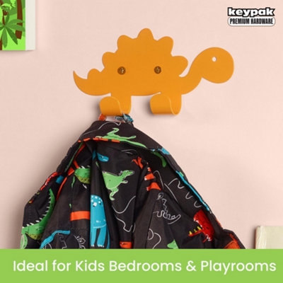 Dinosaur Double Coat Hooks, Door Wall Mounted Hanger Kids Children - Main Image