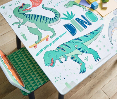 Dinosaur Print Children s Kids Table Chairs Set DIY at B Q