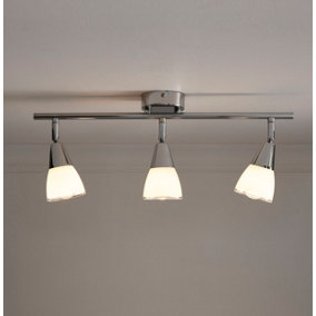 Dione 3 Light Chrome Ceiling Fitting on a Single bar with Adjustable heads