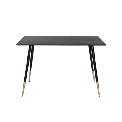 Dipp Dining Table - 120 cm - Black Veneer - Black Legs w. Brass dipp