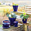 Dipped Blue Hand Painted Outdoor Garden Patio Terrace Bola Plant Pot (D) 25cm
