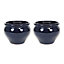Dipped Blue Hand Painted Set of 2 Outdoor Garden Patio Bola Plant Pots (D) 25cm
