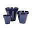 Dipped Blue Hand Painted Set of 3 Outdoor Garden Classic Plant Pots (D) 16-29cm