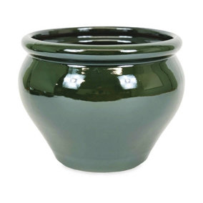 Dipped Green Hand Painted Outdoor Garden Patio Terrace Bola Plant Pot (D) 25cm