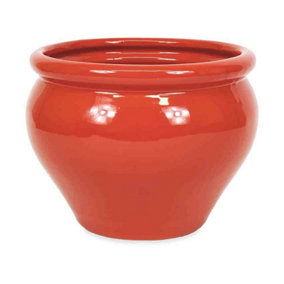 Dipped Red Hand Painted Outdoor Garden Patio Terrace Bola Plant Pot (D) 25cm