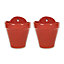 Dipped Red Hand Painted Set of 2 Outdoor Garden Hanging Plant Pots (D) 22cm