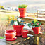 Dipped Red Hand Painted Set of 3 Outdoor Garden Classic Plant Pots (D) 16-29cm