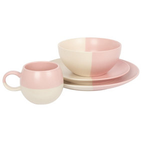 Dipped Stoneware Dinner Set - 16pc - Dusty Pink
