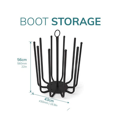 Direct Online Houseware 5 Pair Black Round Boot Shoe Rack Welly Holder Stand Storage Organizer