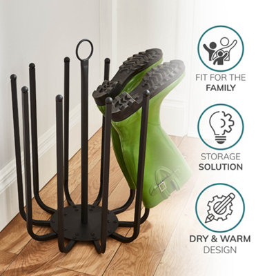 Direct Online Houseware 5 Pair Black Round Boot Shoe Rack Welly Holder Stand Storage Organizer DIY at B Q