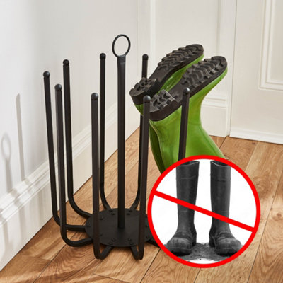 Direct Online Houseware 5 Pair Black Round Boot Shoe Rack Welly Holder Stand Storage Organizer - 6