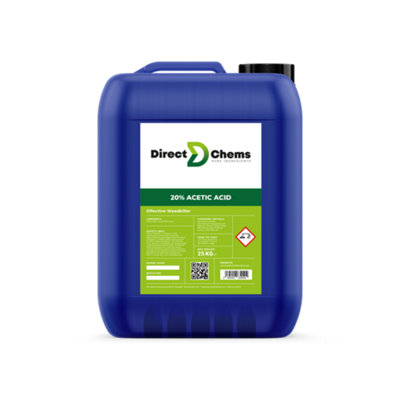 DIRECTCHEMS 20% Acetic Acid (White Vinegar) 25L, Eliminate Weeds , Concentrated , No Glyphosate , Garden, Patio & Driveway