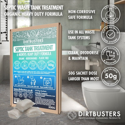 Dirtbusters Organic Septic Waste Tank Treatment 50g Dissolvable Sachets (12 Month Treatment)