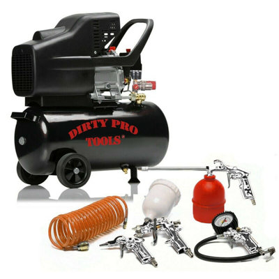Dirty Pro Tools Air Compressor 24 litre 8 BAR 115PSI ELECTRIC 24l FREE 5 PIECE AIRTOOL KIT 25