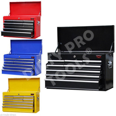 Dirty Pro Tools Large Lightweight 9 Drawer Tool Chest With Key Lock And US Ball Bearing Slides Drawer