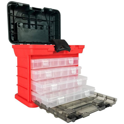 Dirty Pro Tools Utility DIY Storage Tool Box Carry Case 4 Drawers & Organizer Dividers