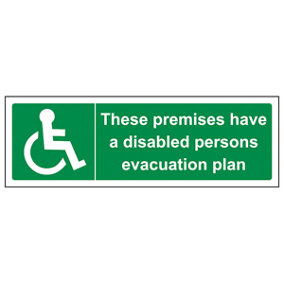 Disabled Evac. Fire Assembly Point Sign - Adhesive Vinyl 300x100mm (x3)