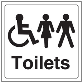 Disabled / Gents / Ladies Toilet Sign - Adhesive Vinyl 200x200mm (x3)
