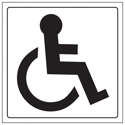 Disabled Toilet - General Door Sign - Rigid Plastic - 150x150mm (x3)