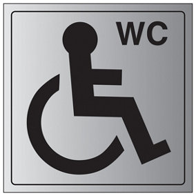 Disabled WC Accessible Toilets Sign - Adhesive Vinyl - 150x150mm (x3)