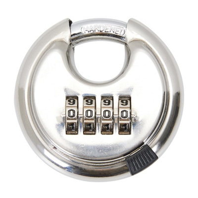 Disc Type Combination Padlock Weatherproof Lock for Gate Shed Garage Locker Gloss Silver