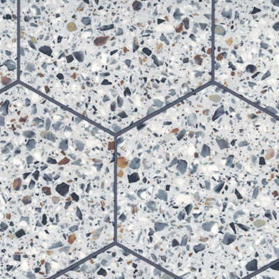 Disco Grey Speckled Effect Anti-Slip Vinyl Flooring For Kitchen ...