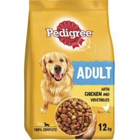 DISCON-12kg Pedigree Adult Complete Dry Dog Food Chicken & Vegetables Dog Biscuits