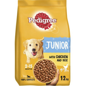 DISCON-12kg Pedigree Puppy Complete Dry Dog Food Chicken & Rice Dog Biscuits