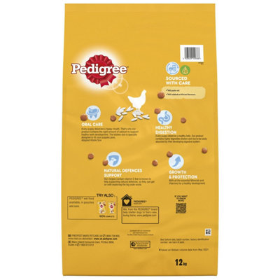 DISCON-12kg Pedigree Puppy Complete Dry Dog Food Chicken & Rice Dog Biscuits