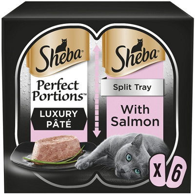 DISCON-48 x 37.5g Sheba Perfect Portions Luxury Adult Wet Cat Food Tray Salmon in Pate