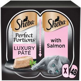 DISCON-48 x 37.5g Sheba Perfect Portions Luxury Adult Wet Cat Food Tray Salmon in Pate
