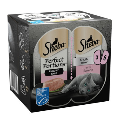 DISCON-48 x 37.5g Sheba Perfect Portions Luxury Adult Wet Cat Food Tray Salmon in Pate
