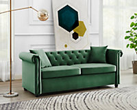 discontinued - Ascot Chesterfield 3 Seater Sofa Green Velvet