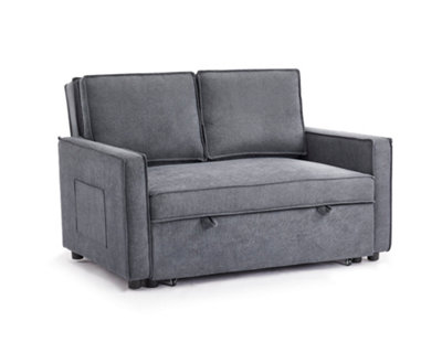 Discontinued - Camberly 2 Seater Sofa Bed Pull Out Linen Fabric, Dark Grey