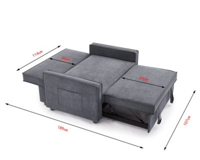 Discontinued - Camberly 2 Seater Sofa Bed Pull Out Linen Fabric, Dark Grey