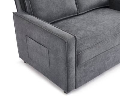 Discontinued - Camberly 2 Seater Sofa Bed Pull Out Linen Fabric, Dark Grey
